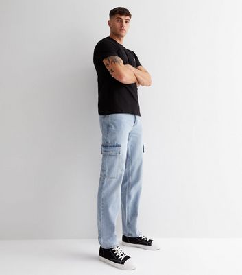 Mens Hip Hop Trousers Denim Cargo Pants Baggy Jeans Wide Leg Loose Straight  Pant | eBay